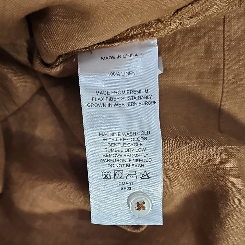 2 For 1 Quince Linen Cropped Button-Front Top – Camel | Sizes M | NWT - Picture 8 of 8